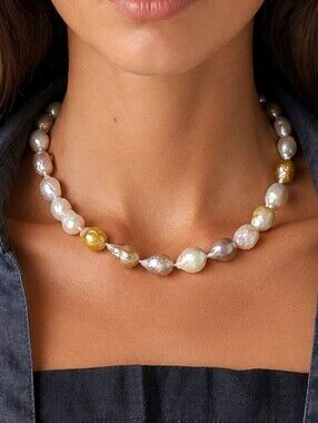 Natural Baroque Pearls Necklace Large Genuine Pearl Neiman Marcus Pearls